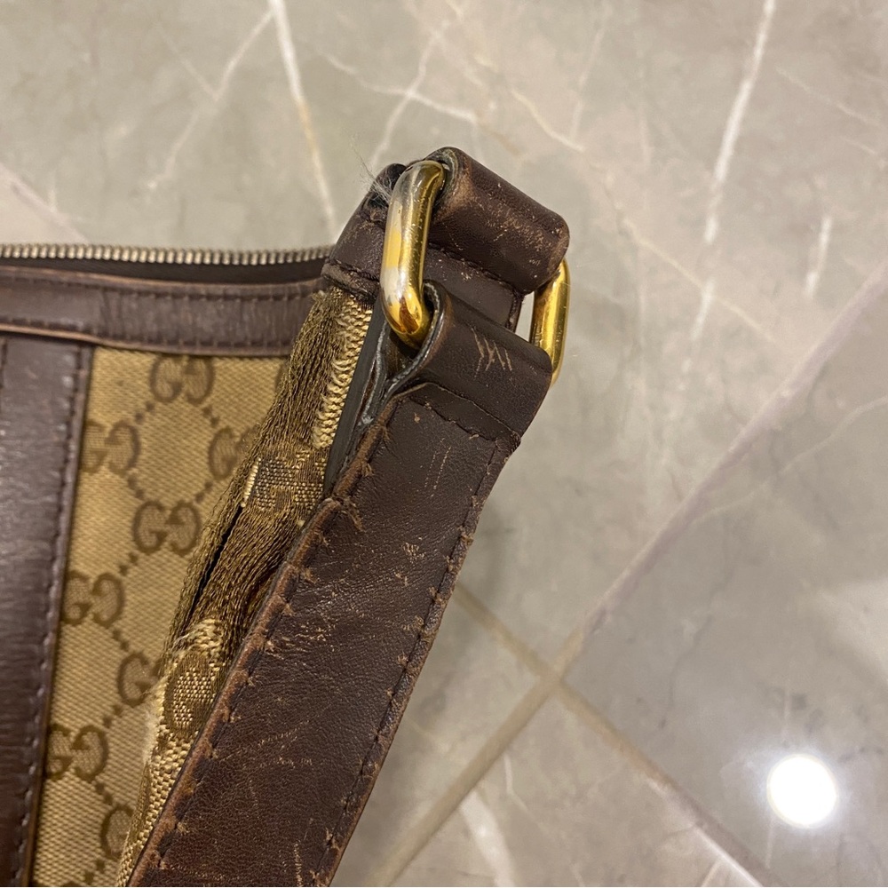 AUTHENTIC 💕Gucci💕 GG Canvas Web Half Moon Hobo Bag - Picture 9 of 16